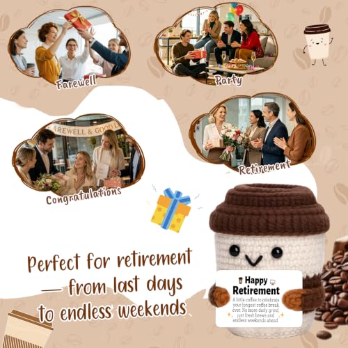 Retirement Gift for Coworker Women – Crochet Coffee Cup (OCCdesign) - Variation: Retirement