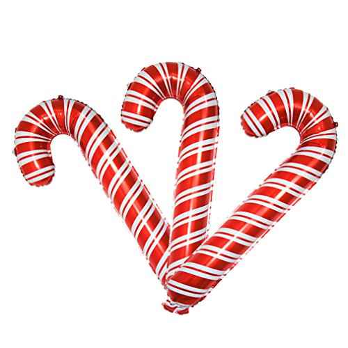 3 Pack Christmas Candy Cane Aluminum Film Foil Balloons Big Holiday Balloons for Xmas Home Party Decoration