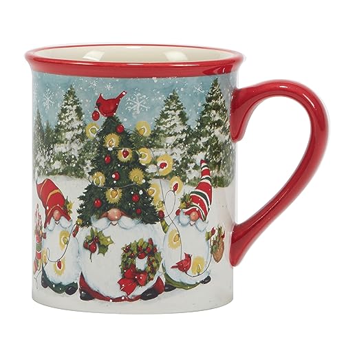 Certified International Christmas Gnomes 16 oz Mugs Set of 4 – 5.25 x 3.75 x 4.25 in