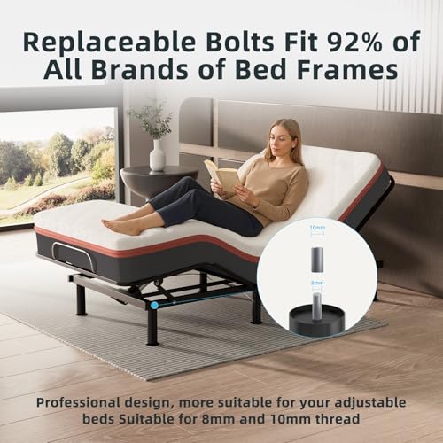 6Pcs Adjustable Metal Bed Legs 8-12 Inch Support Heavy Duty M8 M10 Thread for Bed Frame, Sofa, Cupboard, Desk