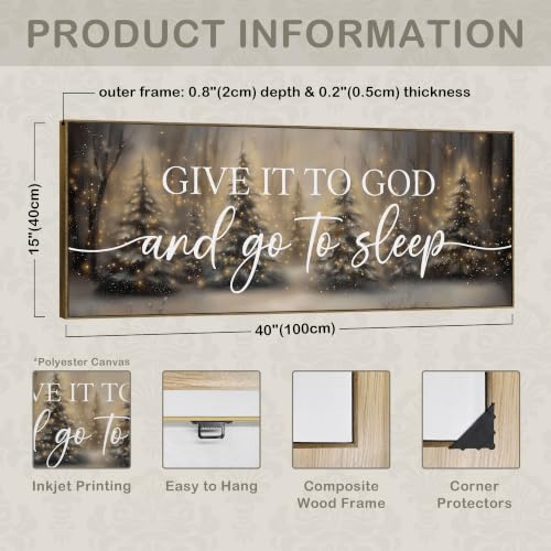 TLESKE Christmas Give It to God and Go to Sleep Sign - 15x40 Large Wall Art (sleep-C)