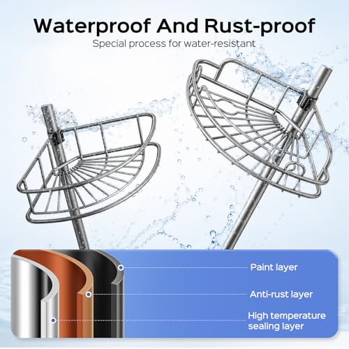 HAMITOR Silver Gray 4-Tier Corner Shower Caddy Tension Pole Organizer