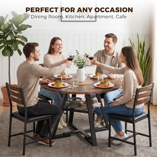 Jocoevol Vintage 46-Inch Round Dining Table for 4 with Storage - Space Saving Wood Kitchen & Dining Room Furniture