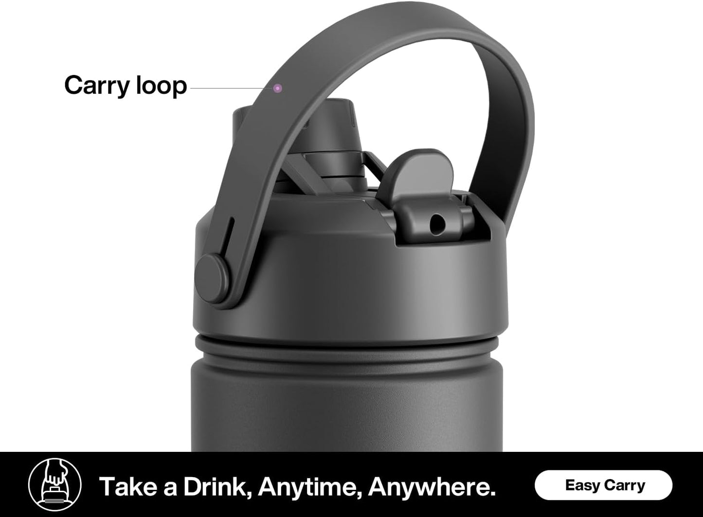 POWCAN 26 oz Insulated Water Bottle - 2-in-1 Straw & Spout Lid | Keeps Drinks Cold 24H, Leak-Proof, Dark Knight