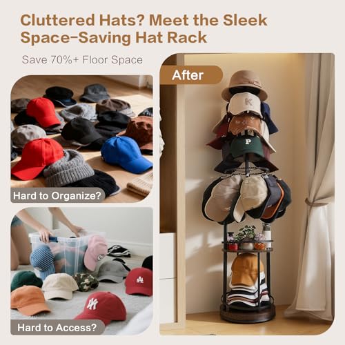 Keebofly 360° Rotating 5-Tier Hat Rack Floor