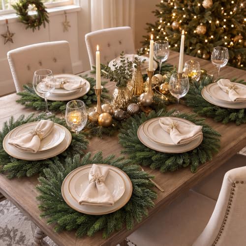 Christmas Placemat Set of 12 Artificial Norfolk Wreath Charger