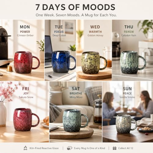 XIYUANJI Stormy Coast Resilience Ceramic Mug 14oz Handcrafted Gift for Him