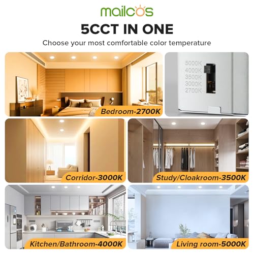 12 Pack 6 Inch LED Recessed Ceiling Lights 5 CCT Dimmable Canless Downlights