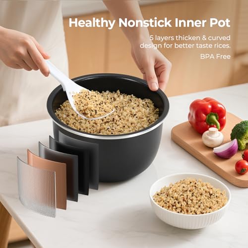 Mini Rice Cooker 3.5-Cup Capacity for White & Brown Rice, Steaming & Slow Cooking