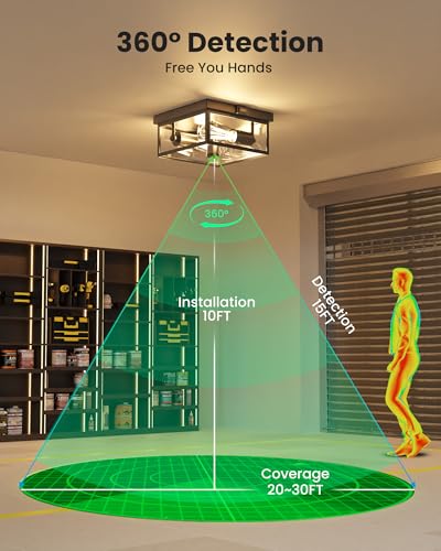 10.5-Inch Outdoor Ceiling Light with Motion Sensor Flush Mount Exterior Fixture