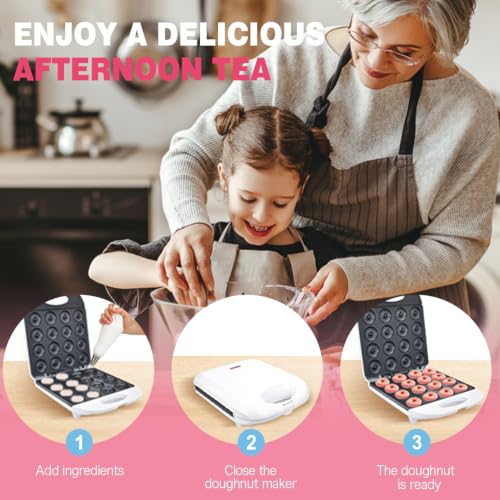 Mini Donut Maker Set - 16 Donuts, Accessories & Non-Stick Surface