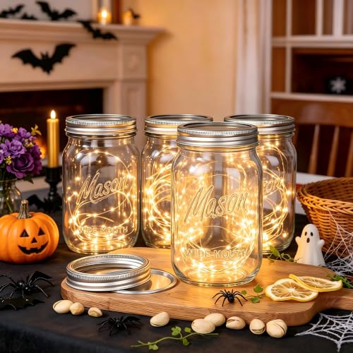WELLIFE 32oz Wide Mouth Mason Jars 12 Pack for Canning Pickling Food Storage - Clear Variation