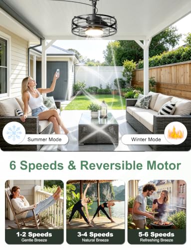 Black 16-inch Outdoor Ceiling Fan with Light & Plug-in Cord for Gazebos