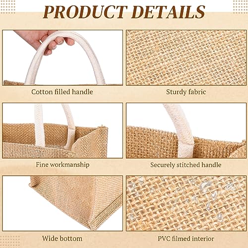 Mini Burlap Tote Bags Set 24 Pcs 9.06 x 6.3 x 5.12 Inches Classic Jute