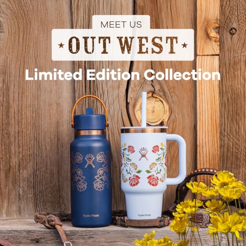 Insulated Stainless Steel Water Bottle 32 Oz with Leakproof Flex Straw Lid - Cold Up to 24H