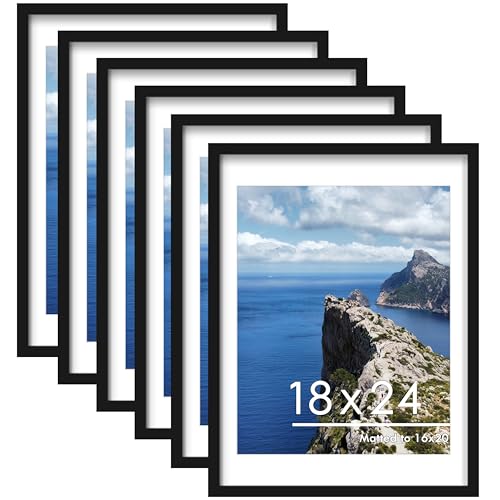 PEALSN Black 18x24 Poster Frame Set of 6 Wall Mount Display