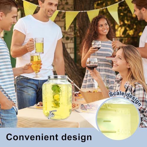 2 Gallon Glass Beverage Dispenser with Stand & Leakproof Stainless Steel Spigot – Lemonade, Water, Iced Tea
