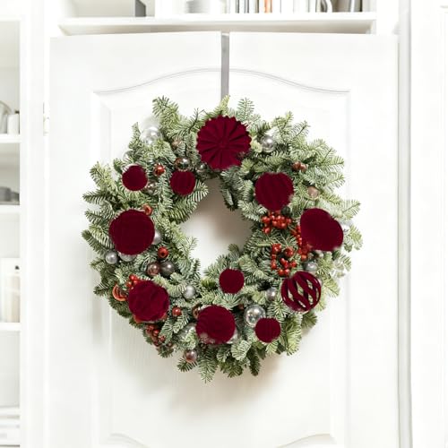 Burgundy Velvet Christmas Ornaments Set 48pcs - 8/6/4 cm Ball Christmas Tree Decorations