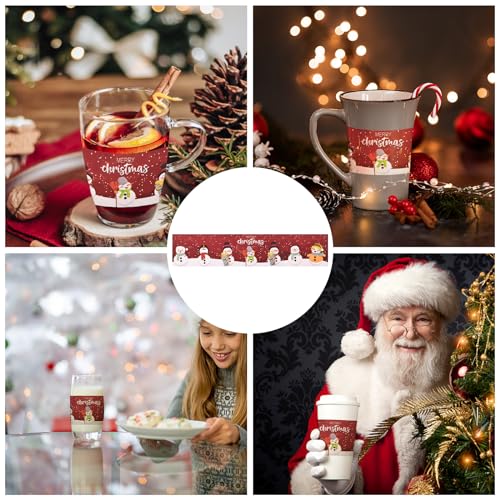 Christmas Snowman Water Bottle Labels, 48pcs Red Adhesive Party Stickers