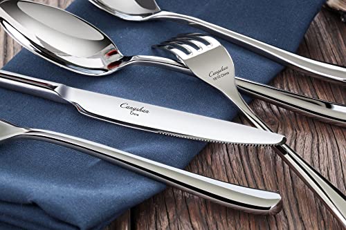 Cangshan Rain II 20-Piece Stainless Steel Flatware Set - Mirror Finish, Ergonomic Handles