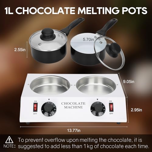 Electric Chocolate Melting Machine with Dual Tempering Pots - Fast & Even Heating