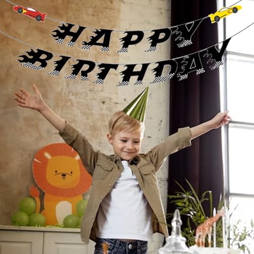 GLASNES Race Car Birthday Banner 6.3 x 4.7 in - Colorful Party Decorations