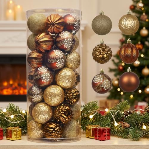 Valery Madelyn 35-Piece Rustic Christmas Ornaments Set - Shatterproof Tree Decorations