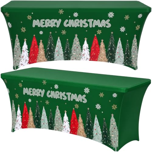 Gilprop Green Christmas Tree 6 ft Stretch Tablecloth with 4 Leg Pockets
