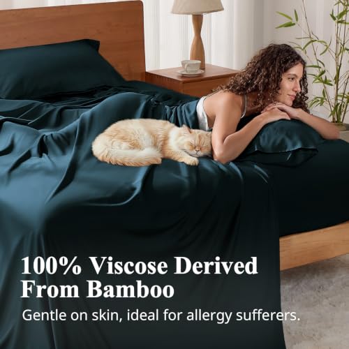 Bamboo Viscose Sheet Set Queen Size, Cooling Sheets Bed 4pcs