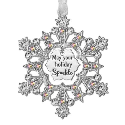 LIFE&FOOT 2025 Silver Snowflake Christmas Ornament - Holiday Decor & Car Charm