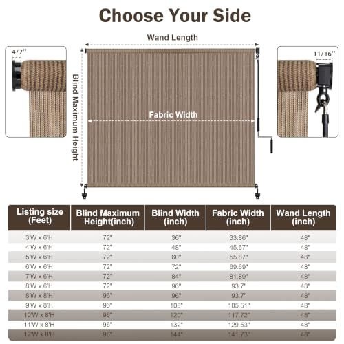 OKBA Patio Shades Roll Up Blinds Outdoor Roller Shade for Patio,9' W