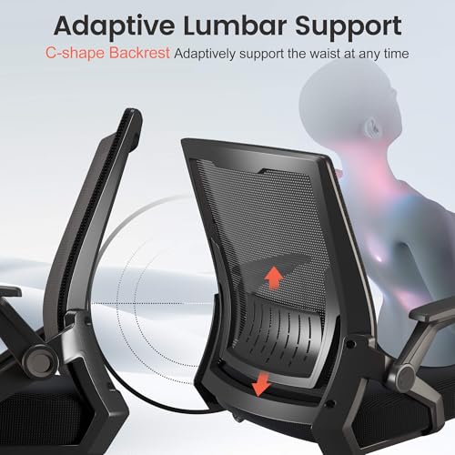 Black Ergonomic Office Chair with Flip-Up Armrests - Pack of 2