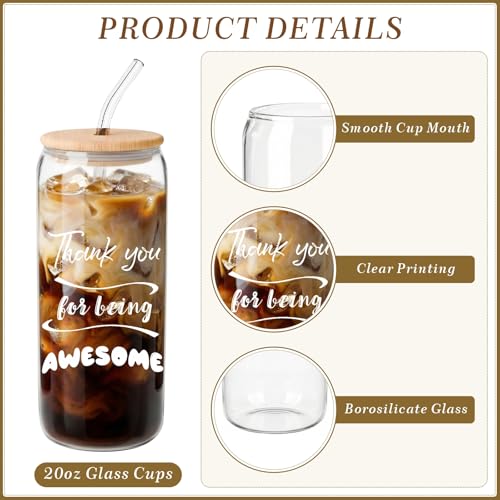 Naeqieo Clear 20oz Employee Appreciation Gifts Set - Inspirational Thank You for Staff, Mixed