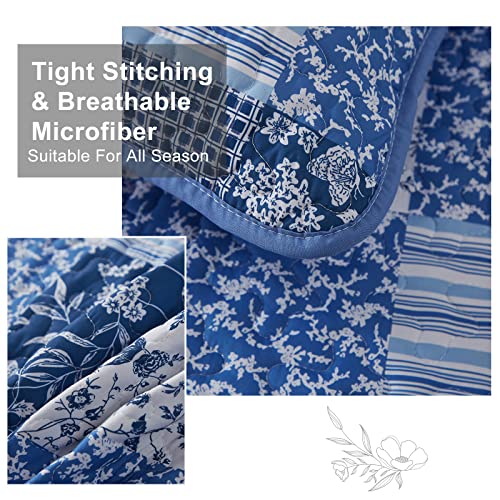 Mybedsoul King Size Boho Patchwork Floral Bedding Set - Blue