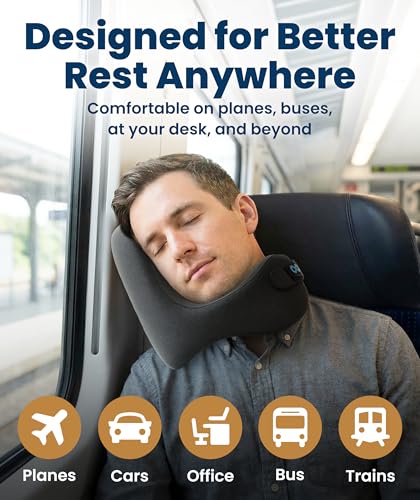 Everlasting Comfort Gray Large Memory Foam Travel Neck Pillow - Airplane Support Pillow for Long Flights