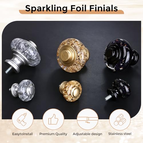 Gold Double Curtain Rod 36-153 Inch with Crystal Finials - Elegant Decor