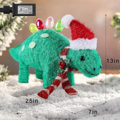Hausse Lighted 3D Stegosaurus Outdoor Christmas Decor – Pre‑Lit 25" L x 13" H Garden Dinosaur