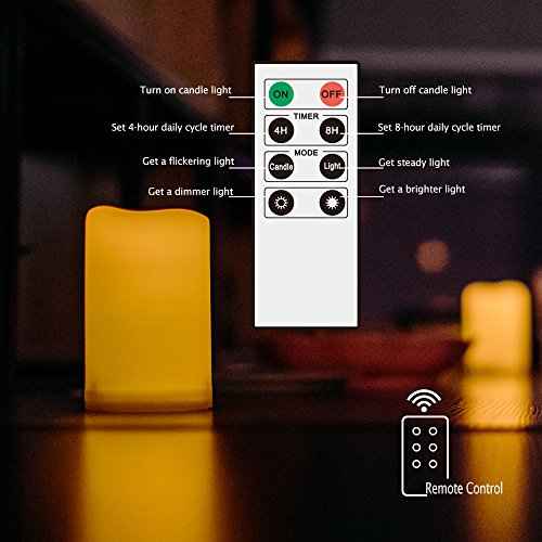 Outdoor Waterproof Flameless LED Pillar Candle with Remote Timer Battery Operated Plastic Flickering Decorative Fake Candle Light for Festival Celebration Wedding Party Decoration Gift Choice 3¡±x 5¡±