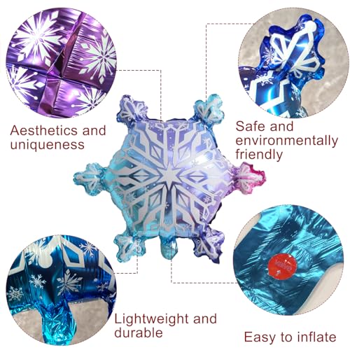 WRBAJIS 5Pcs Colorful Snowflake Foil Balloons Set - 21.26x24.02in Winter Wonderland