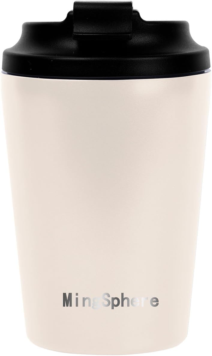 Skiennix Double-Wall Vacuum Insulated 12oz Coffee Tumbler - Reusable Stainless Steel Travel Mug | BPA-Free, Leakproof, Warm Light Tan