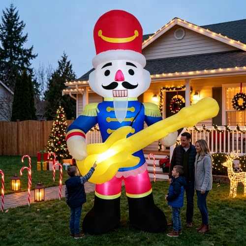 12ft Christmas Inflatable Nutcracker Soldier with LED Lights for Outdoor Yard Decor
