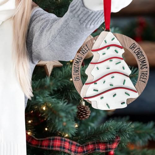 Snack Cake Print Wooden Christmas Ornament 3.15'' – Funny Nostalgic Holiday Tree Decoration