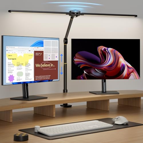 PINERFTR Dual Head Ring Light for Streaming with Sensor Switch, Adjustable Desk Video Light