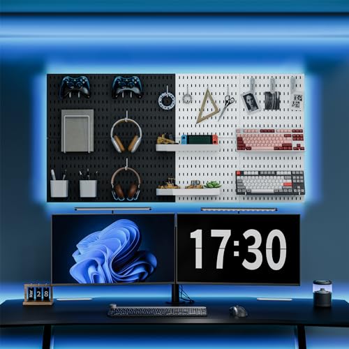 Wall Mounted Pegboard Organizer Kit - White, 25.2 x 25.2 Inches with 20 Accessories
