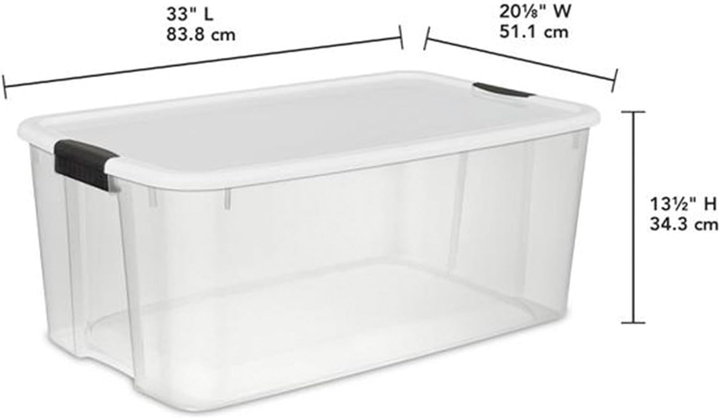 Sterilite 16-Pack Ultra Latching Storage Bins - Heavy-Duty Clear Plastic Organizing Containers, 116 Quart