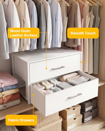 Fixwal Stackable Closet Drawer Organizer 21.2" Wide, 2 Foldable Fabric Drawers, Model 15.7"D x 21.2"W x 16.1"H