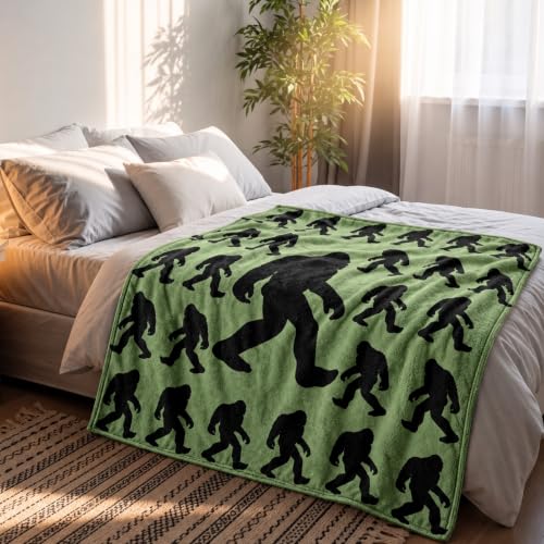 Bigfoot Throw Blanket 50x60 Inch Sasquatch Woodland Decor Gift for Men & Women