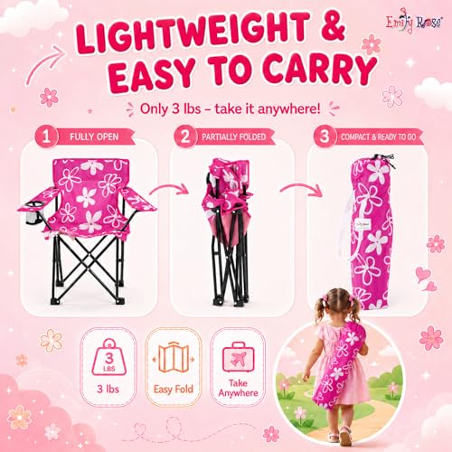 Kids Folding Camping Chair with Cup Holder - Lightweight Outdoor Seat for Toddlers