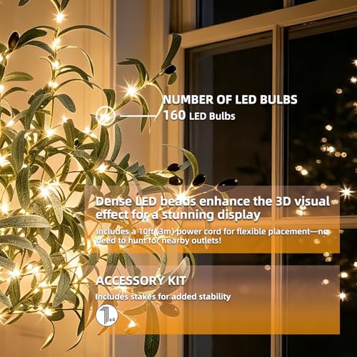 4ft Pre-Lit Olive Tree with 160 Warm White LED Fairy Lights – Indoor & Outdoor Decor