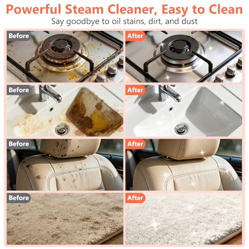 Portable Handheld Steam Cleaner with 16 Accessories - Light Orange